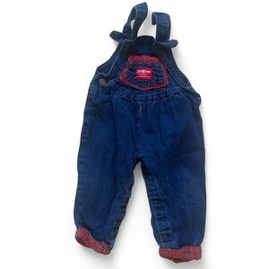 OshKosh B'gosh Navy Blue Overalls with Red Plaid Trim